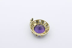 Schöner Anhänger 585 / 14 Karat Gelbgold mit ein großen Amethyst & Diamanten