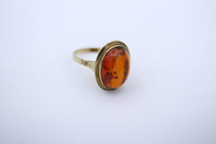 Antiker Unisex Gold Ring aus 333 / 8k Gelbgold mit ein Bernstein | Gr. 56