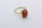 Schöner Korallen Damen Ring aus 333 / 8 Karat Gelbgold mit eine Koralle | Gr. 56