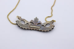 Art Deco Halskette / Collier aus 333 Gelbgold & Silber Anhänger mit Granaten