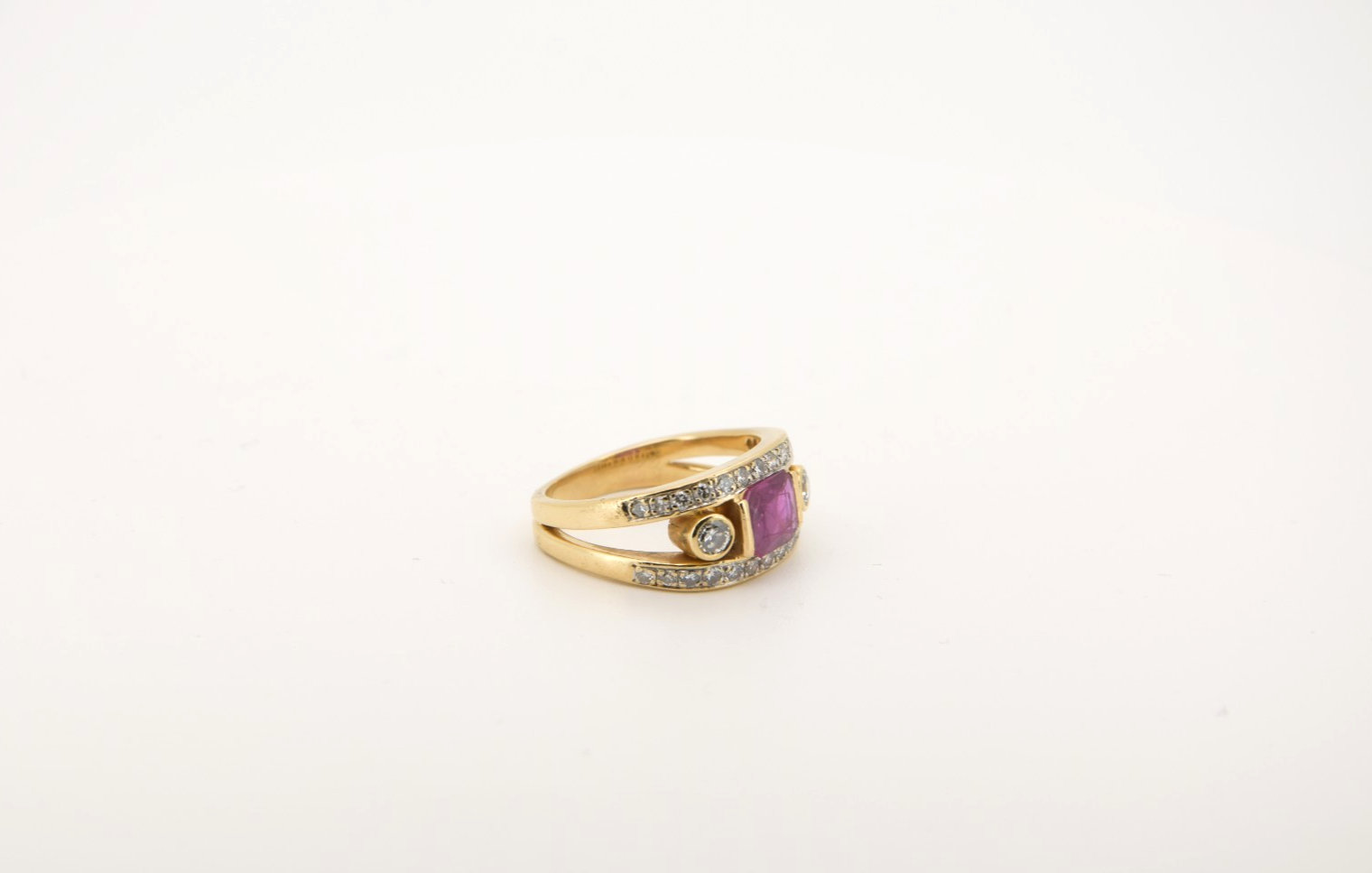 Exklusiver Designer-Ring 18k (750) Gold mit Edelstein & Brillanten Juwelenring