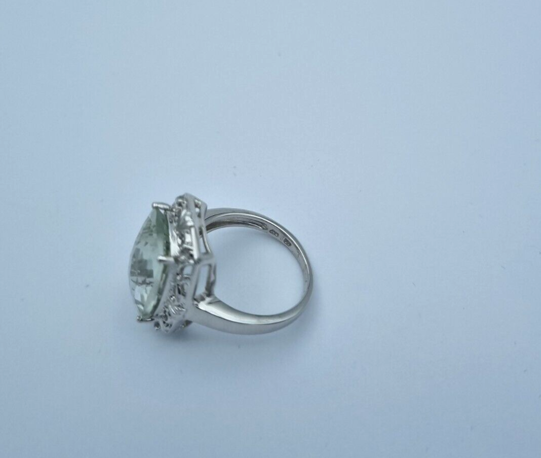 Wunderschöner Diamonique Damen 925 Silber Ring mit ein Edelstein Gr. 56