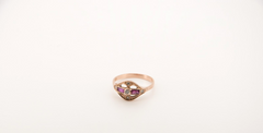 Antiker Juwelier-Ring Damen 14k (585) Rotgold mit Brillant, Diamanten & Rubinen