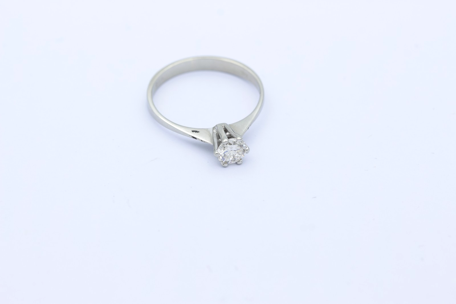 Wempe 585 / 14K Weißgold Damen Solitär Ring mit Diamant edel ca. 0,40 ct.