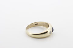 Eleganter 585 14K Goldring mit echtem Saphir und 2 Brillanten Gr. 56