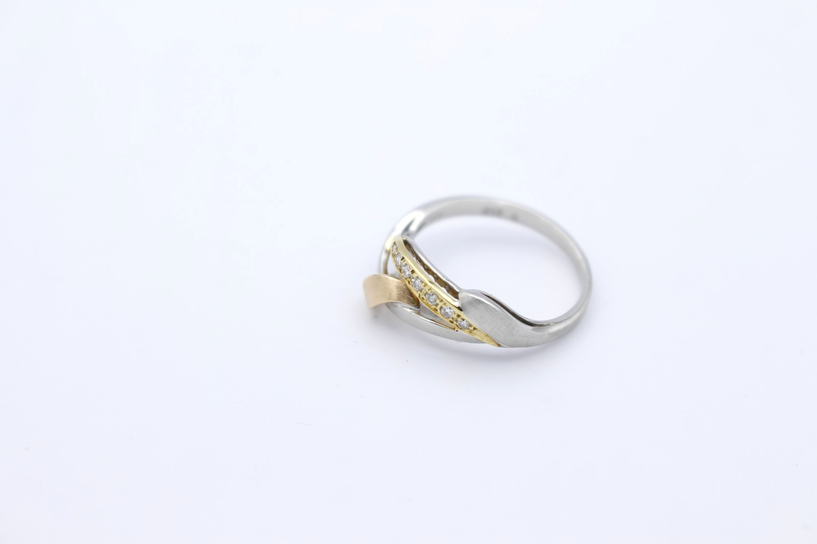 Moderner Designer Ring 585 Gold Bicolor | 14k Weißgold Gelbgold mit Diamanten