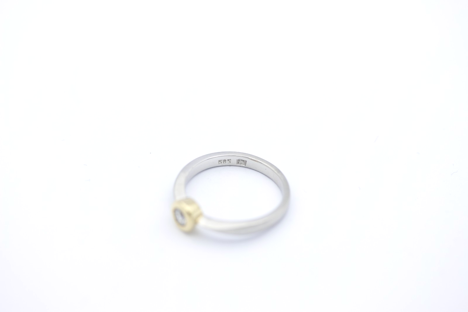 Hochwertiger Brillant Solitär Ring 585 14K Gold Bicolor 0,17 ct. Verlobungsring