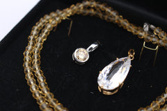 Diamonique Schmuck Set 2x Anhänger + Halskette aus 925 Sterlingsilber Zirkonia