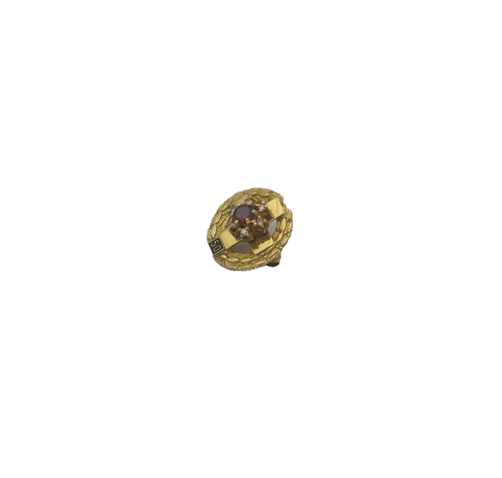 DRK Deutsches Rotes Kreuz Ehrennadel 50 Blutspender 333er Gold Diamanten Granat