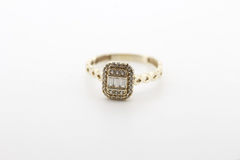 Eleganter 585 14K Damen Gelbgold Goldring mit Baguette & Runden Zirkonia Gr. 55