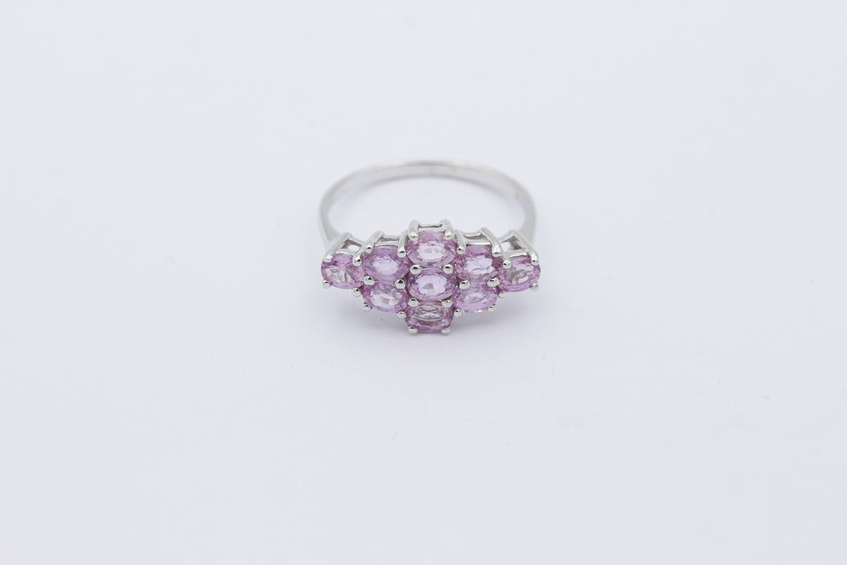 Schöner Damen Ring aus 375/9k Weißgold mit echte Edelsteine | Gr. 55