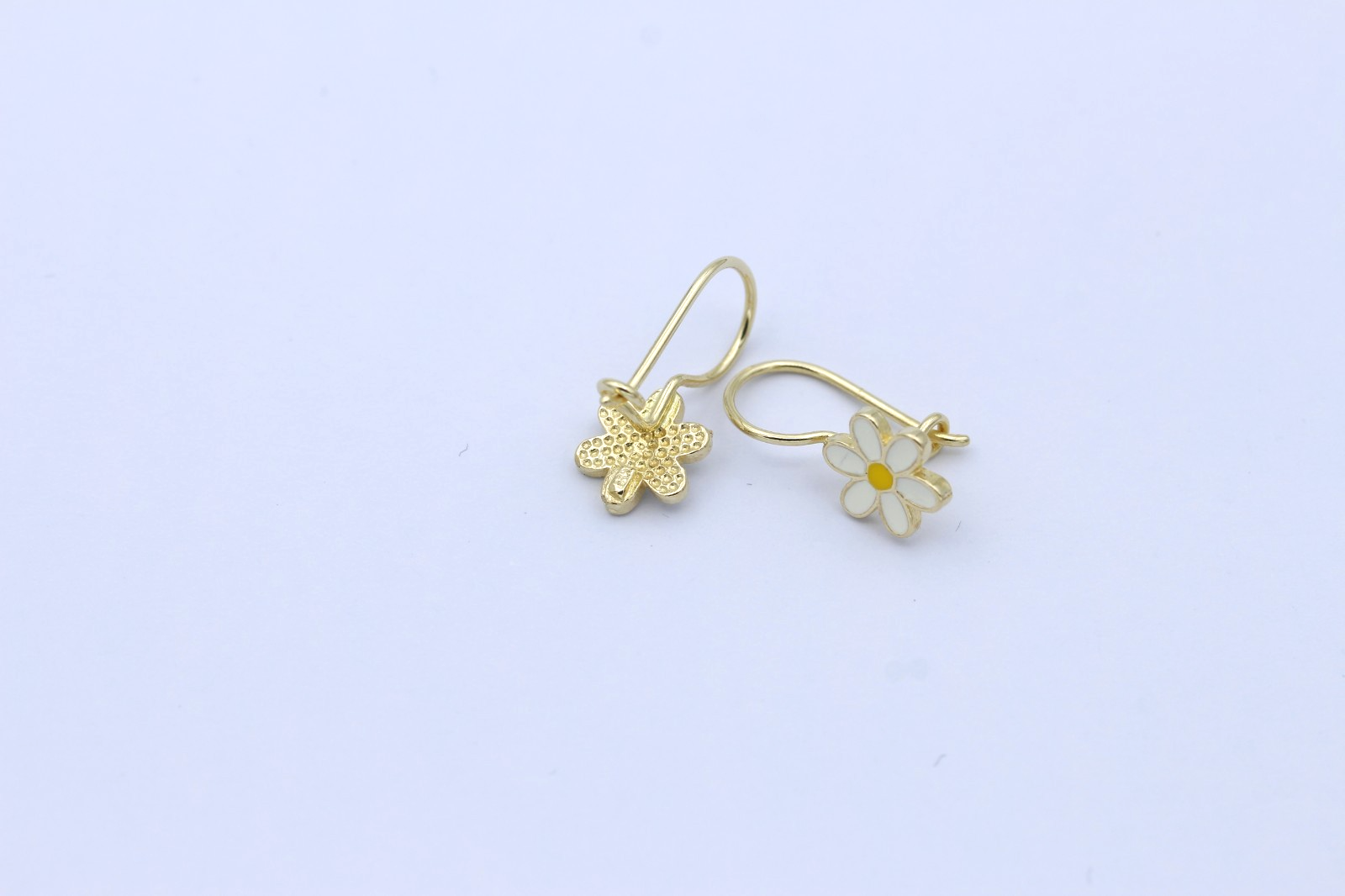 585 Gold Kinder Ohrringe Ohrschmuck – Blume Emaille – 14K Ohrhänger