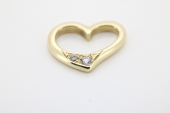 Eleganter 585 14K Gelbgold Herz Anhänger mit kleinen Brillanten