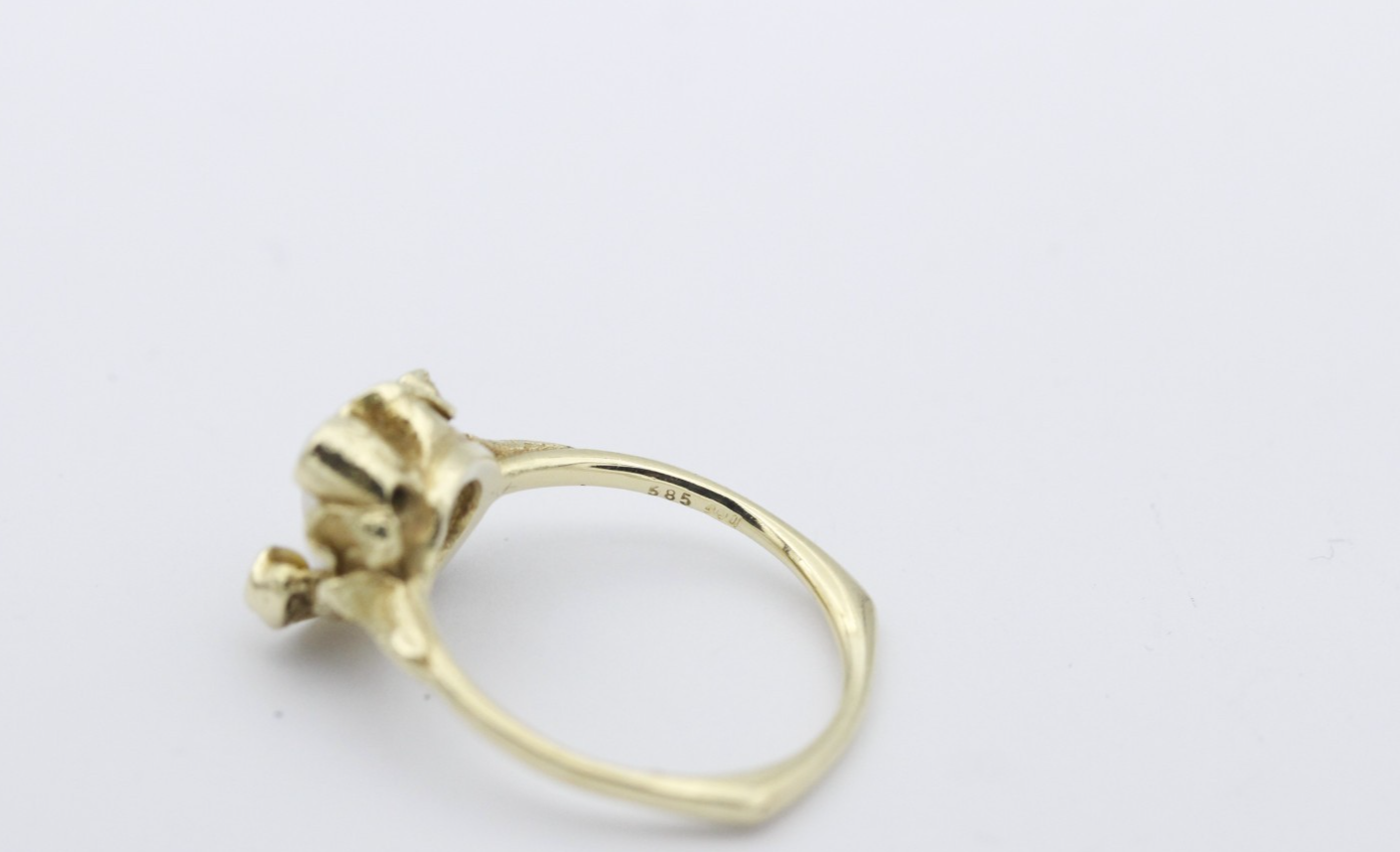Designer Damen Ring aus 585 / 14k Gelbgold mit eine Perle & Diamanten | Gr. 55