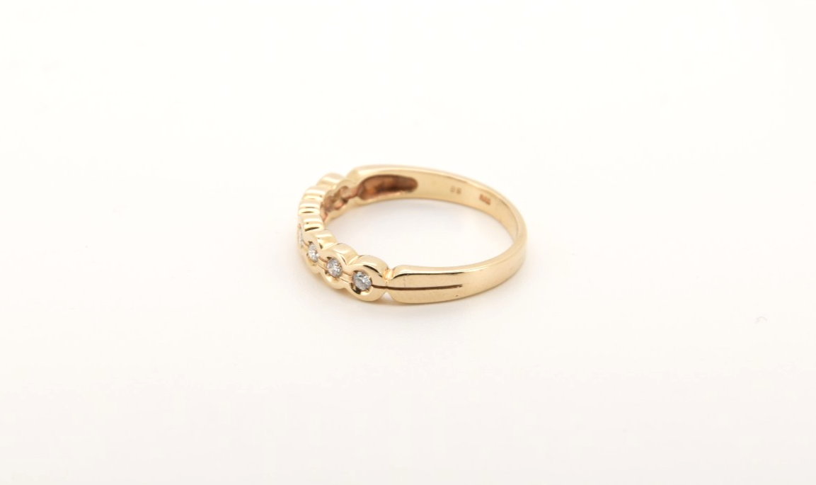 Goldring 14 Karat 585 mit 7 echten Diamanten Halb Memory Damen Gr. 60