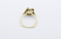 Designer Damen Ring aus 585 / 14k Gelbgold mit eine Perle & Diamanten | Gr. 55