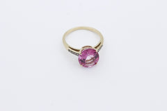 Juwelen Damen Ring aus 375 / 9k Gelbgold mit ein Lila Edelstein & Diamanten