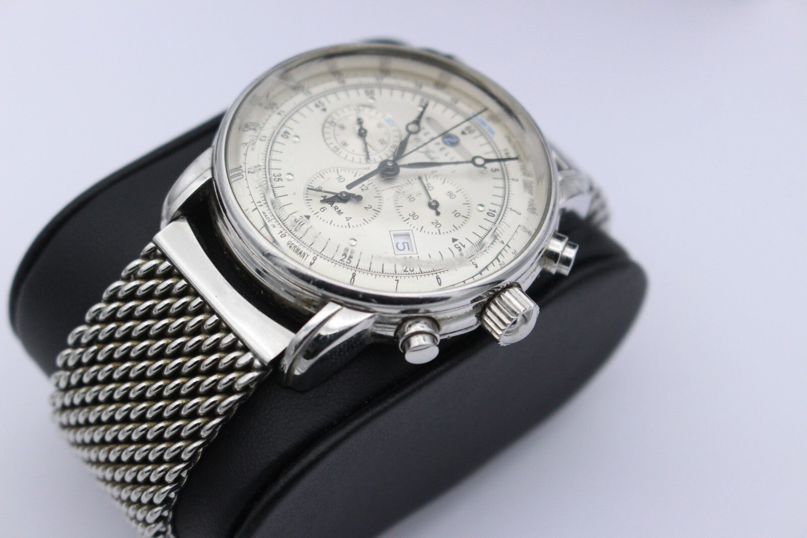Zeppelin Herrenuhr 7680-1 Chronograph Uhr 100 Jahre Edelstahl + Lederarmband