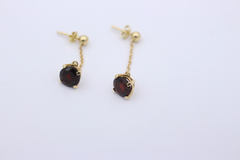 Wunderschöne Ohrhänger Ohrschmuck aus 585 / 14k Gelbgold mit je ein Granat Stein