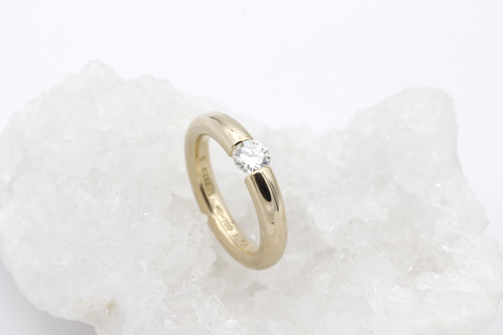 Niessing Spannring 750 / 18 Karat Gold Solitär Brillant ca. 0,45 ct.