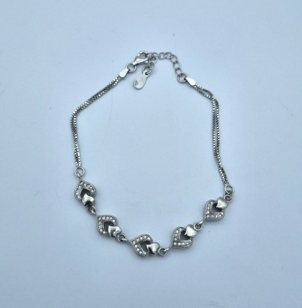 Wunderschöner Damen Herz Armband aus 925 Sterlingsilber Zirkonia