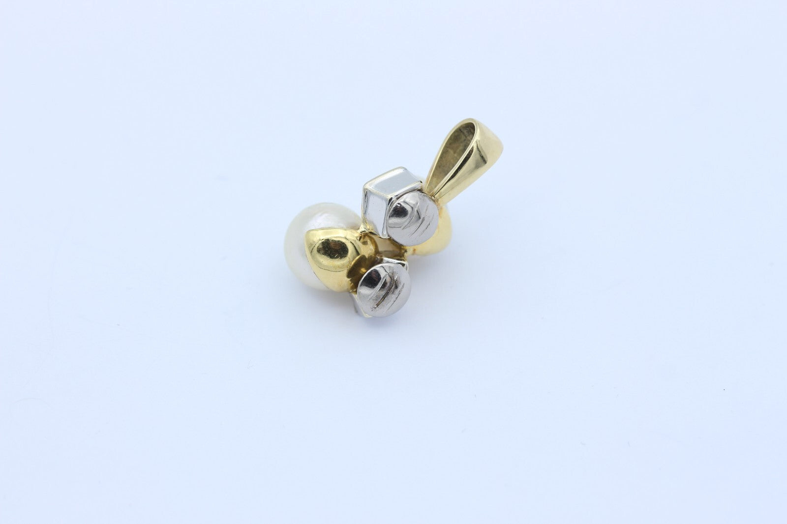Wunderschöner Damen Anhänger 585 / 14k Gelbgold mit Baguette Diamanten & Perlen