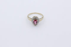 Schöner Damen Ring aus 375/9k Gelbgold mit ein echten Edelstein & Diamanten