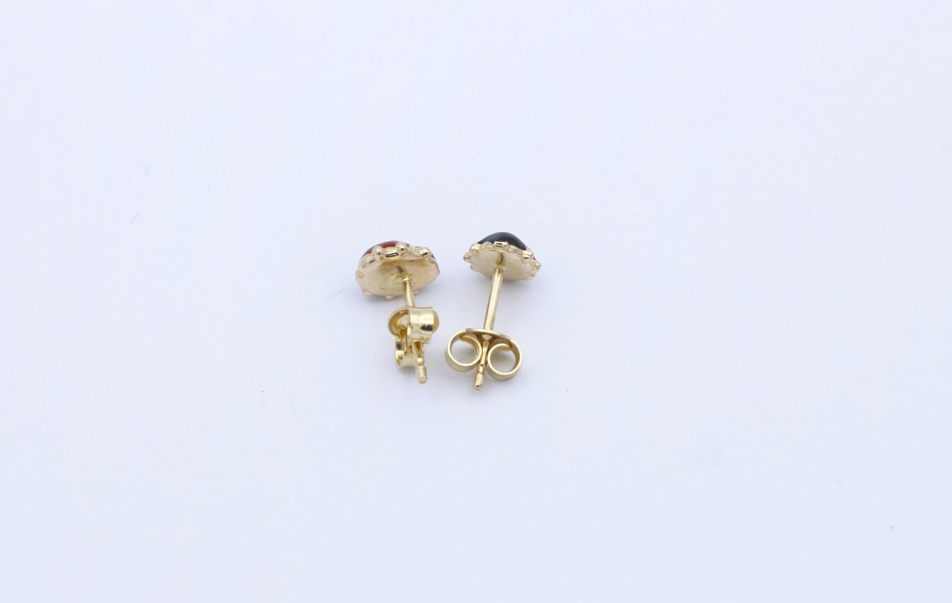 585 Gold Ohrstecker Marienkäfer – 14K Gelbgold, Emaille, Glücksbringer Schmuck