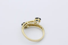 Wunderschöner Damen Ring aus 750er Gelbgold mit Saphir&Diamanten