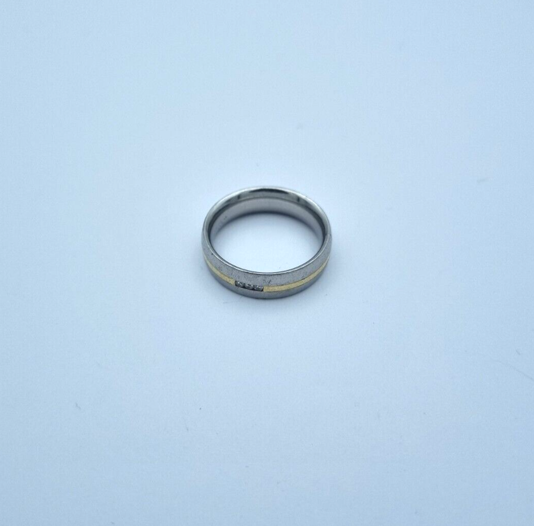 Trauring Ring Stahl Gold 585 mit Diamanten 0,03ct. | Gr. 58