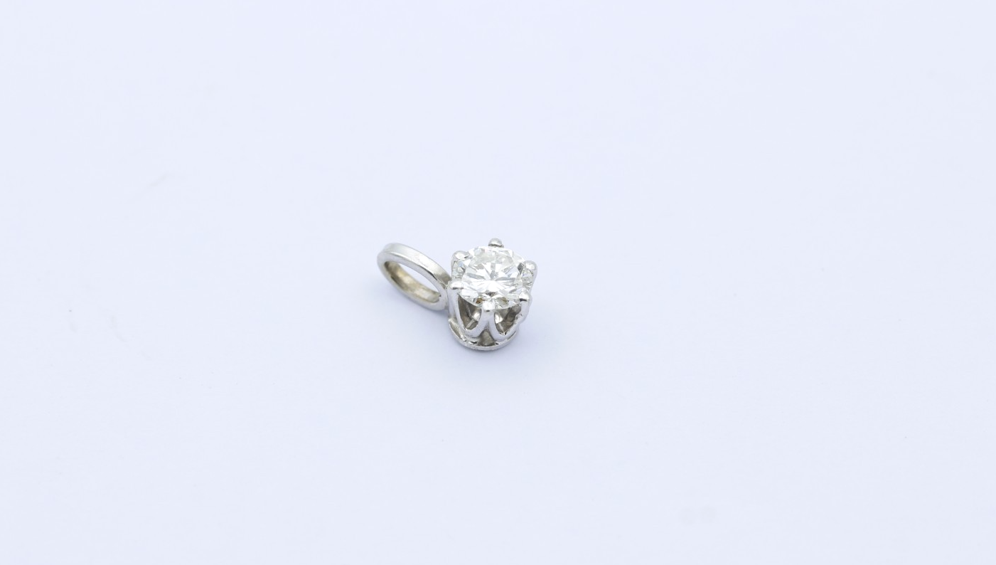 Zarter 585 Weißgold Anhänger Diamant 14K Solitär Brillantanhänger ca. 0,30 ct.