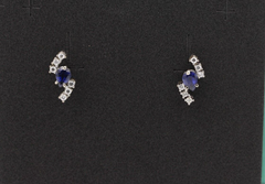 Traumhafte Damen Ohrstecker Ohrschmuck aus 585 Weißgold mit Saphir & Diamanten