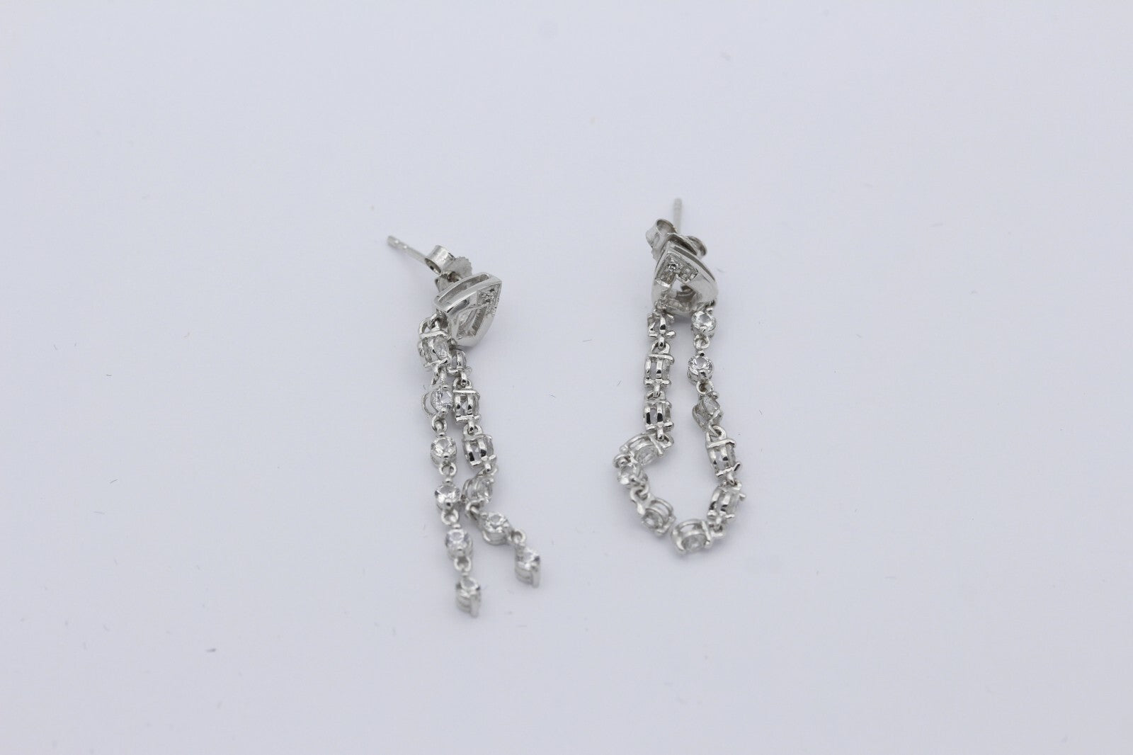 Damen Ohrhänger Ohrschmuck aus 375 / 9k Weißgold mit weiße Edelsteine & Diamant