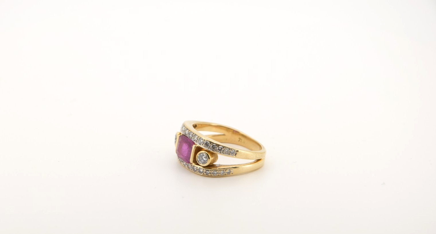 Exklusiver Designer-Ring 18k (750) Gold mit Edelstein & Brillanten Juwelenring