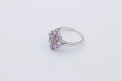 Schöner Damen Ring aus 375/9k Weißgold mit echte Edelsteine & Diamanten