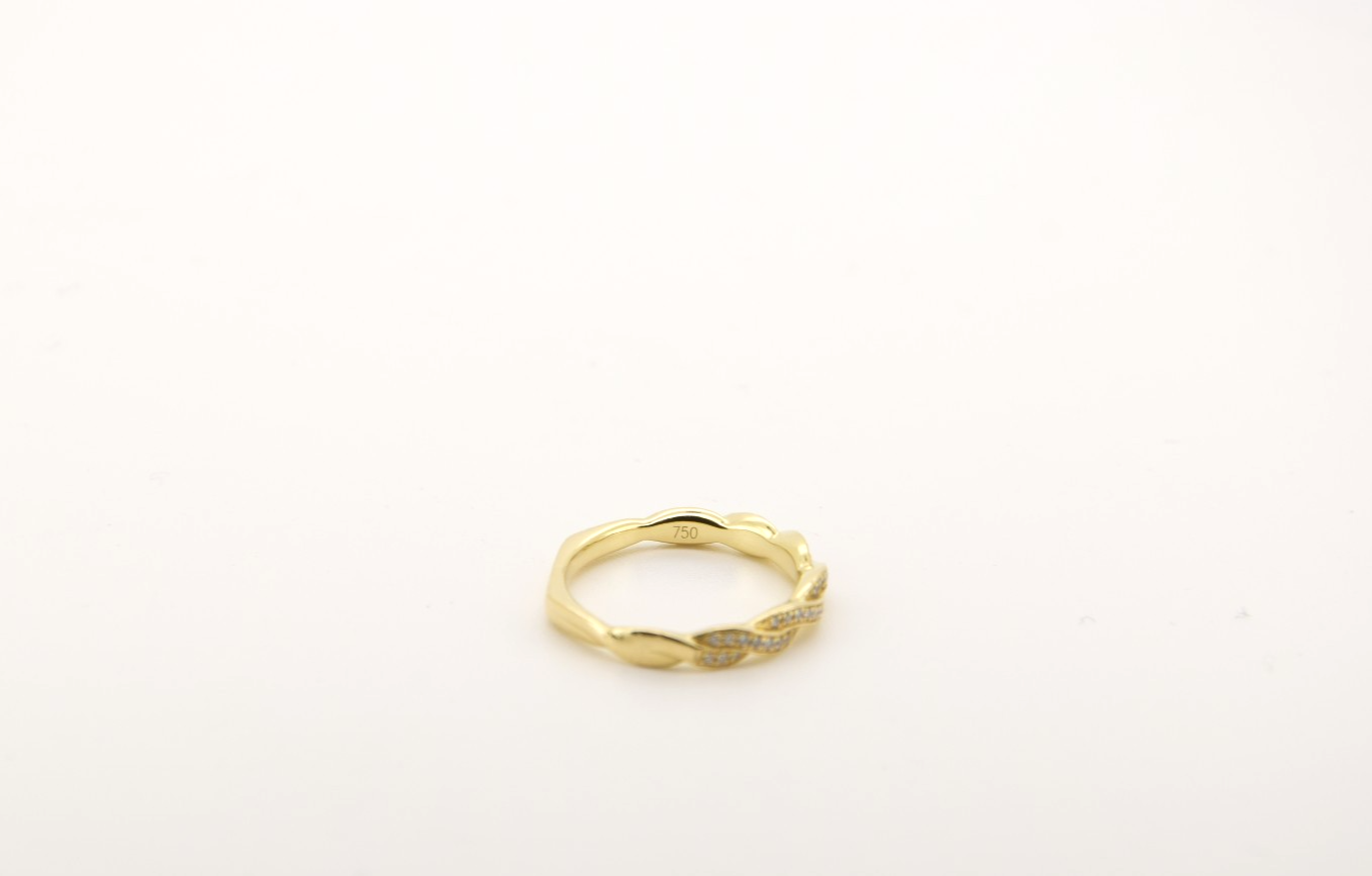 Zarter Diamantring 18 Karat 750 Gold | Kordelring mit kleinen Diamanten Gr. 48