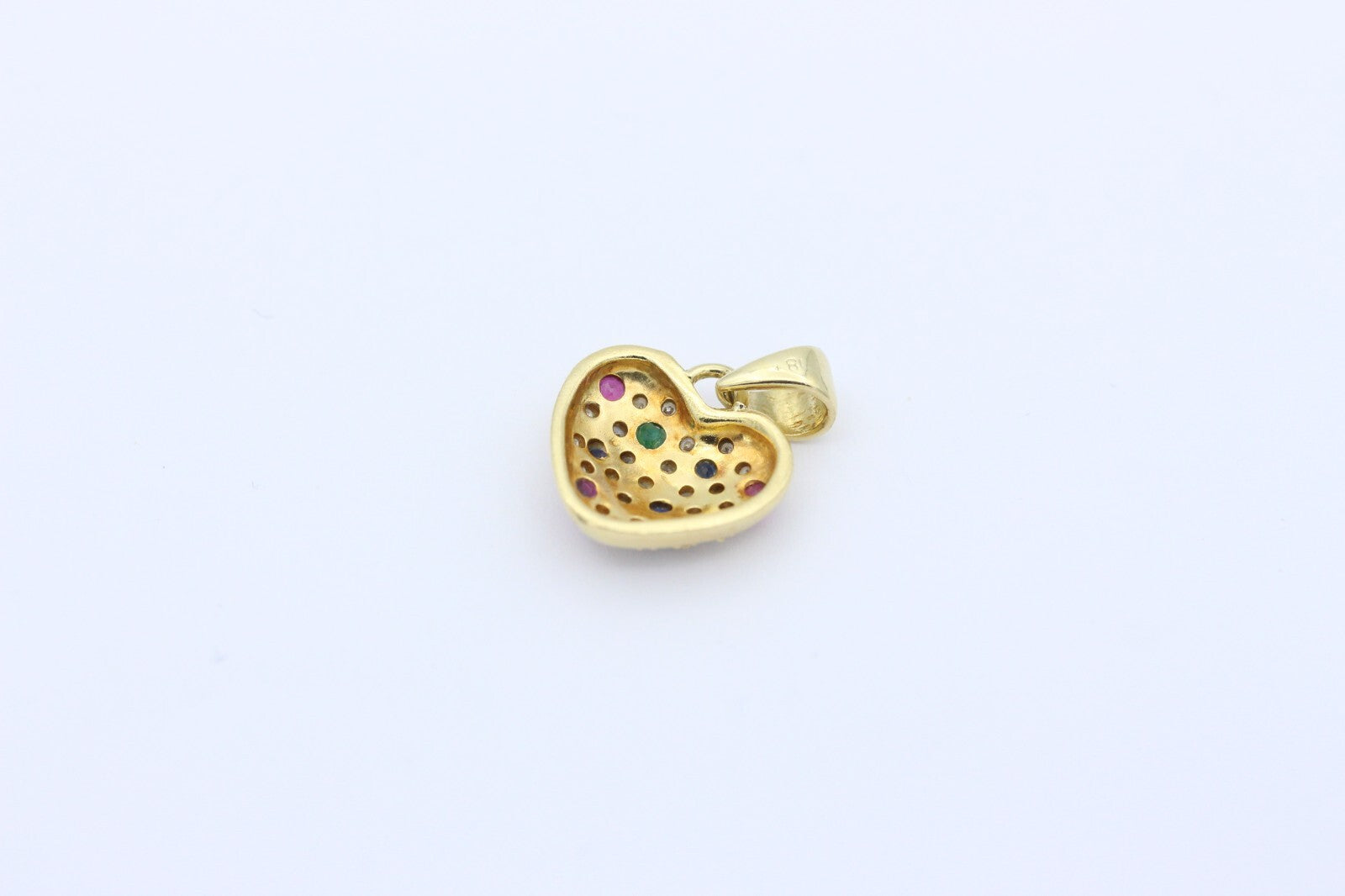 Zarter Herz Juwelen Anhänger aus 750 / 18K Gold mit Saphir, Rubin & Diamanten