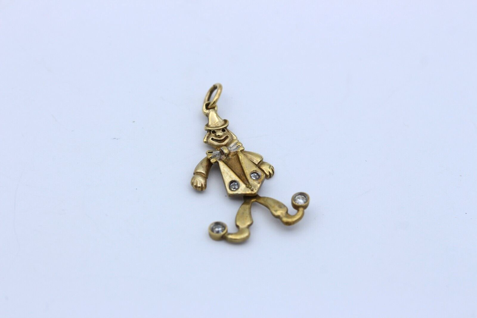 Harlekin Anhänger Clown aus 333 / 8k Gelbgold mit Zirkonia