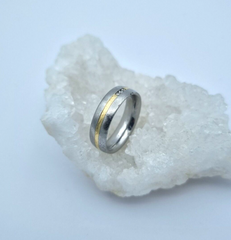 Trauring Ring Stahl Gold 585 mit Diamanten 0,03ct. | Gr. 58