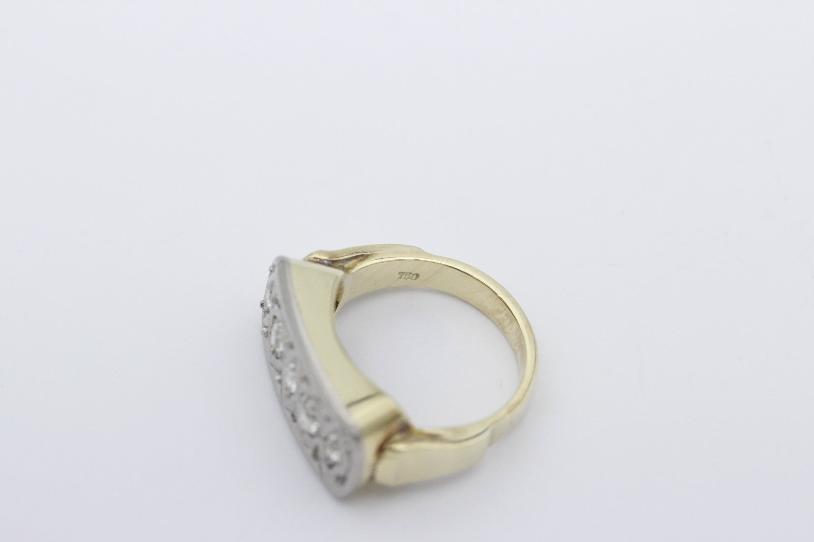 Antiker Gold Damen Ring aus 585 / 750 Gelbgold & Weißgold mit Diamanten | Gr. 55