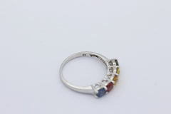 Juwelen Ring aus 375 / 9k Weißgold mit Bunte Farbsteine Edelsteine | Gr. 55
