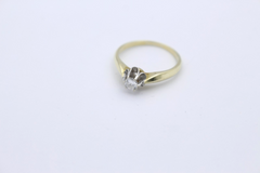 Schöner Diamant Solitärring 585 / 14 Karat Gold Bicolor Brillant ca. 0,20 ct.