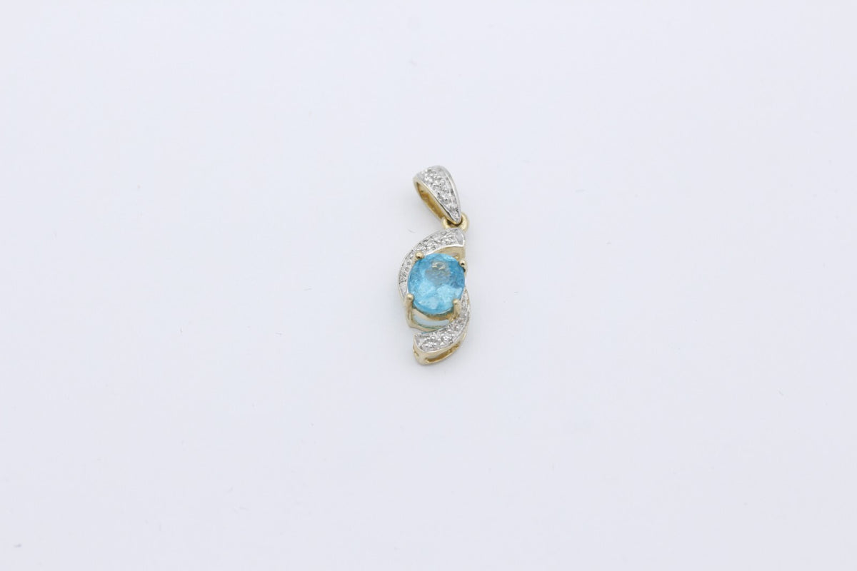 Juwelen Damen Anhänger aus 375 / 9k Gelbgold mit ein Topas & Diamanten