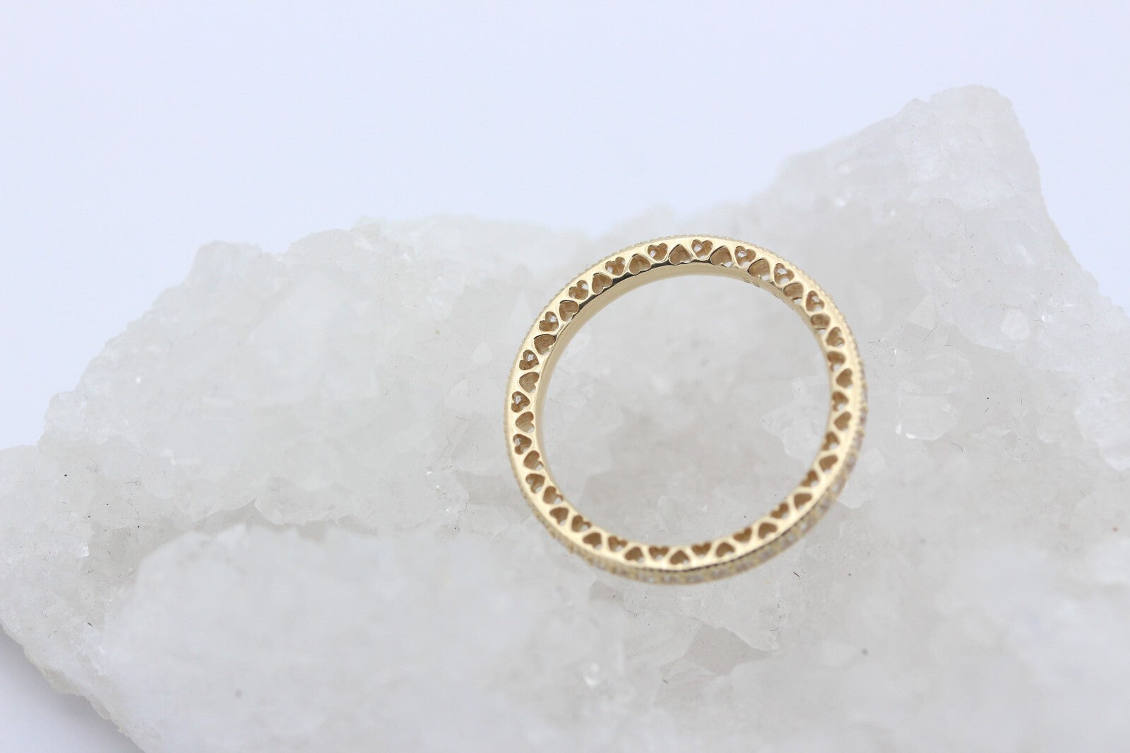 Pandora Funkeln & Herzen Memory Ring 585 / 14K Gelbgold Cubic Zirkonia Wie Neu