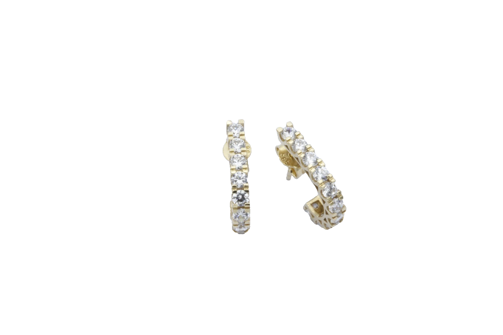 Traumhafter 585 Gold Damen Ohrringe Ohrstecker Halbcreolen – 14K mit Zirkonia
