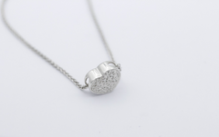 Zarte Damen Halskette mit Herz Anhänger aus 585 / 14k Weißgold mit Diamanten