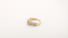 Diamantring 14 Karat Gelbgold | Geometrisches Design | Pavé-Besatz | 0,41 ct.