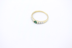 Klassischer Damenring 750 / 18 Karat Gelbgold | mit Smaragd & Diamanten | Gr. 56