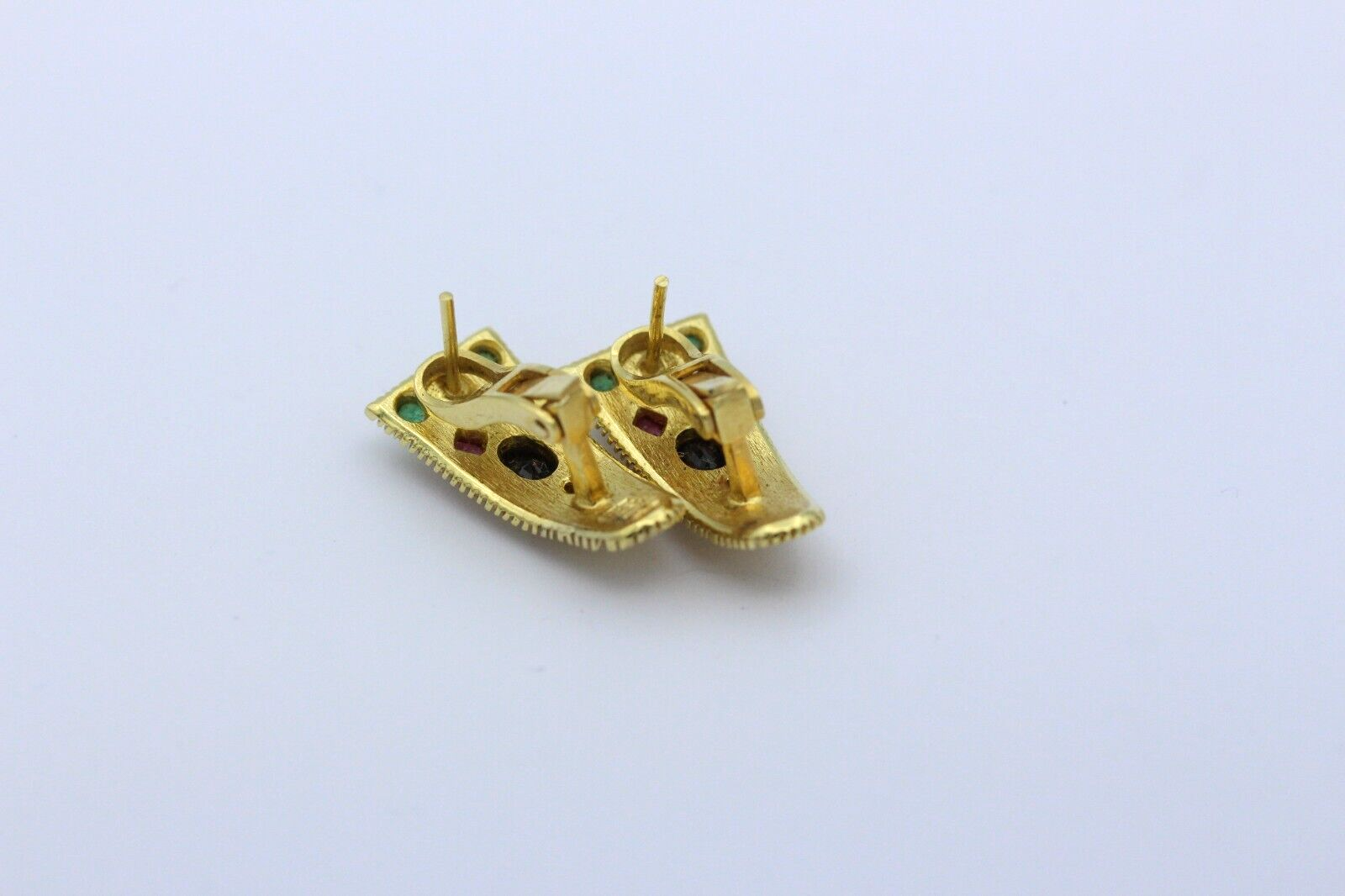 1 paar Antike Gold Designer Ohrschmuck Ohrclip aus 750/ 18K Gelbgold mit Juwelen