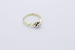 Schöner Solitär Altschliff Diamant Damen Ring aus 585 Gelbgold ca. 0,30 ct.